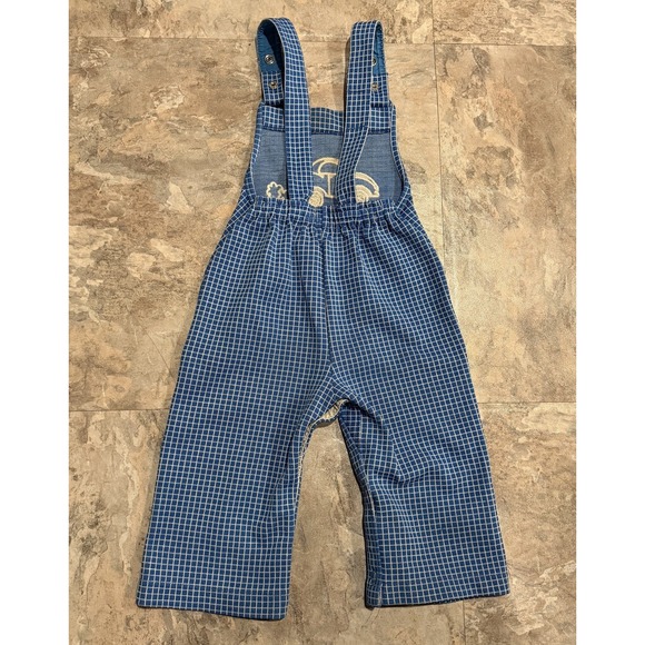 Vintage Carter's Overalls 18M Blue Check Car Appliqué 70's Made in USA 23–26 lbs - Picture 6 of 13
